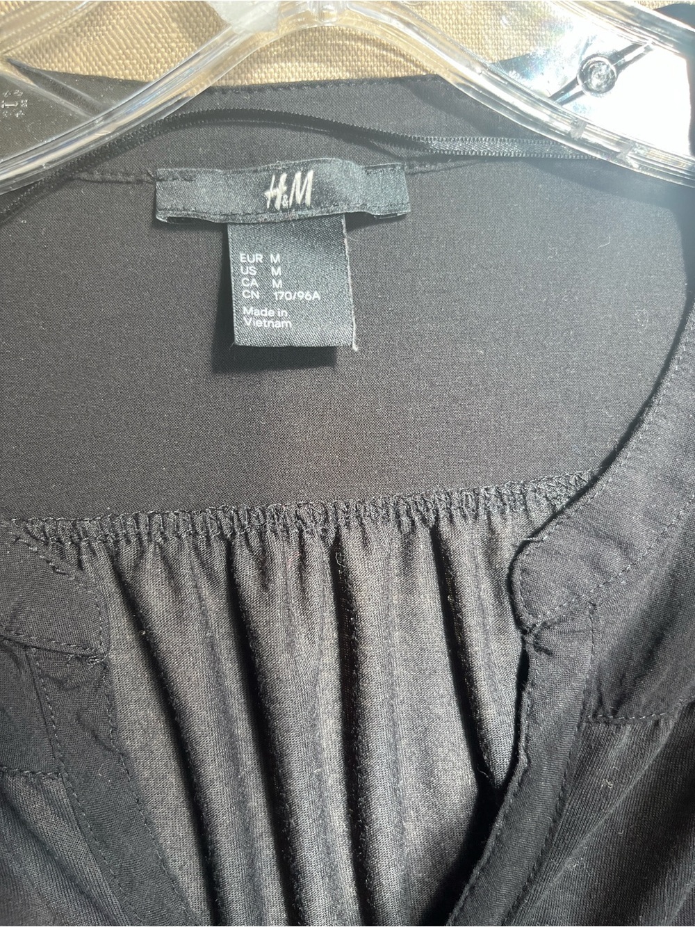 H&M Black Henley Blouse 3/4 Sleeves M - Picture 5 of 8